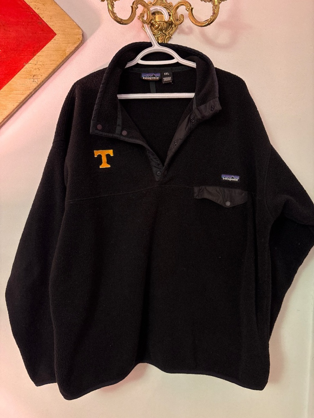 Patagonia black pullover with snaps XXL Synchilla